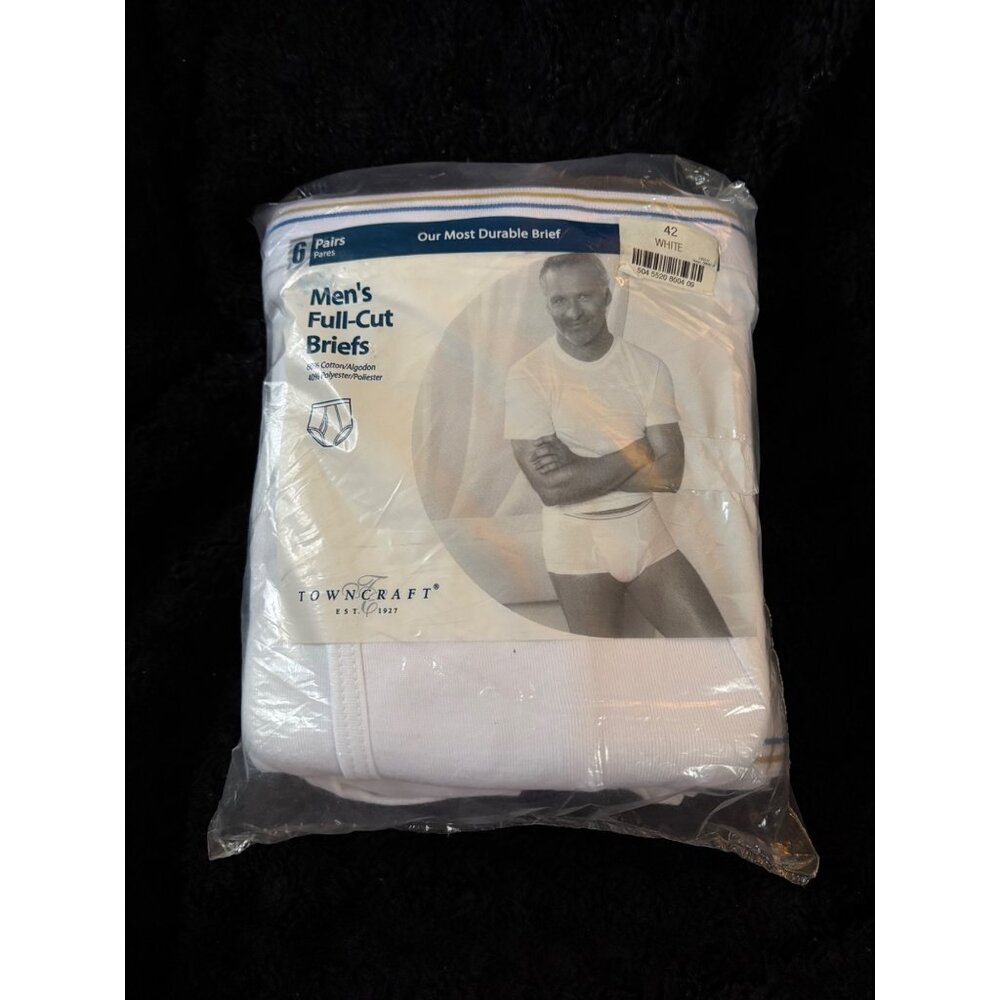 Vintage JCPenney Towncraft Full Cut White Briefs Men's Size 42 New Sealed 6 Pack